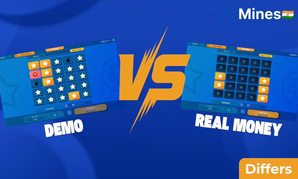 Comparison of demo mode and playing for real money